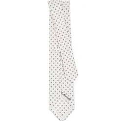 CRAVATTA SARTORIALE CLASSICA IN SETA BIANCA Microfantasia fiore