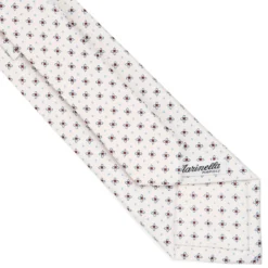CRAVATTA SARTORIALE CLASSICA IN SETA BIANCA Microfantasia fiore