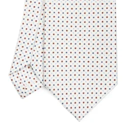 CRAVATTA SARTORIALE CLASSICA IN SETA BIANCA Microfantasia fiore