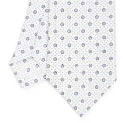 CRAVATTA SARTORIALE CLASSICA IN SETA BIANCA Microfantasia fiore