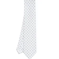 CRAVATTA SARTORIALE CLASSICA IN SETA BIANCA Microfantasia fiore