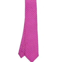 CRAVATTA SARTORIALE CLASSICA IN SETA FUCSIA Microfantasia fiore