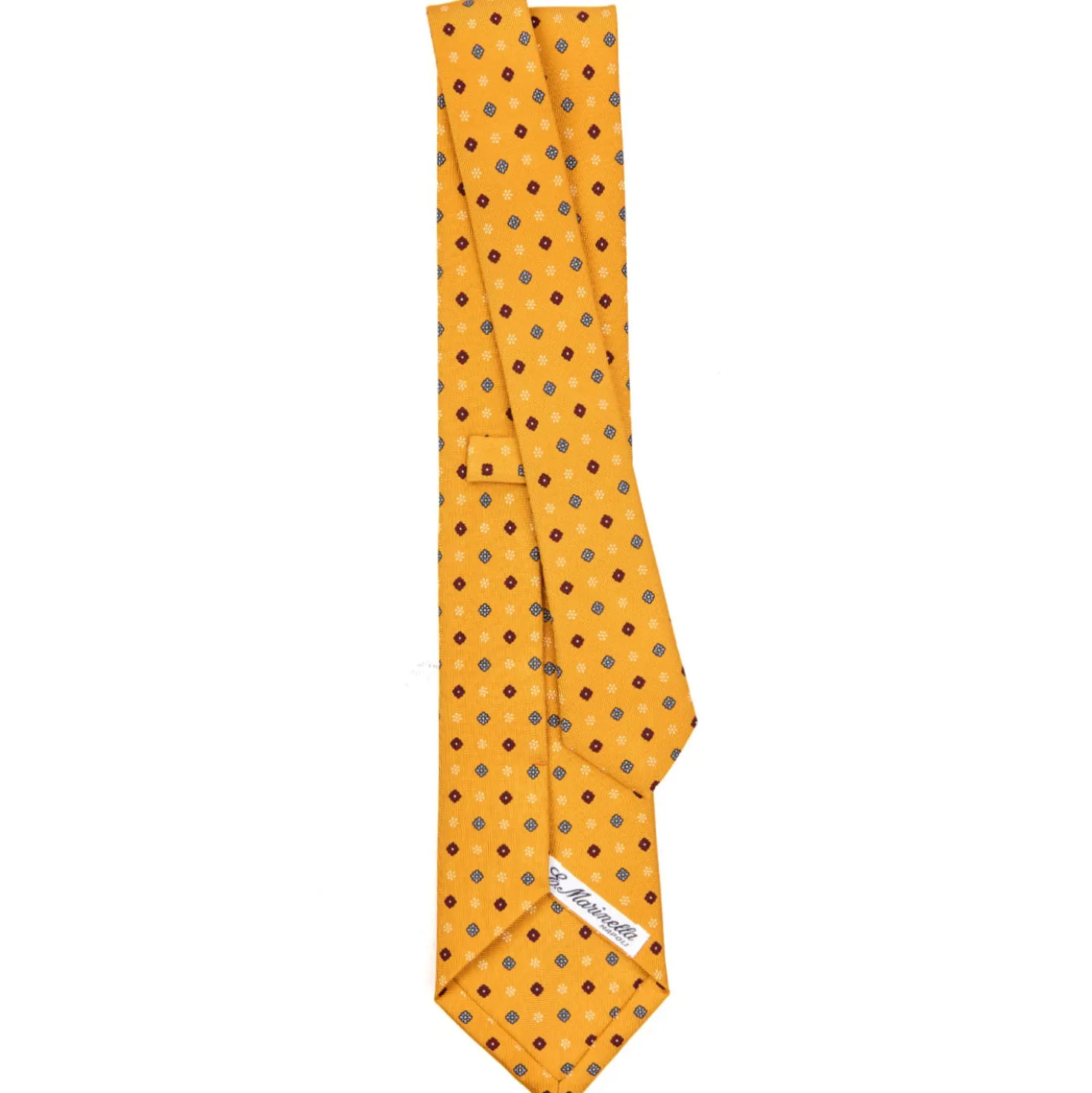 CRAVATTA SARTORIALE CLASSICA IN SETA GIALLA Microfantasia fiore