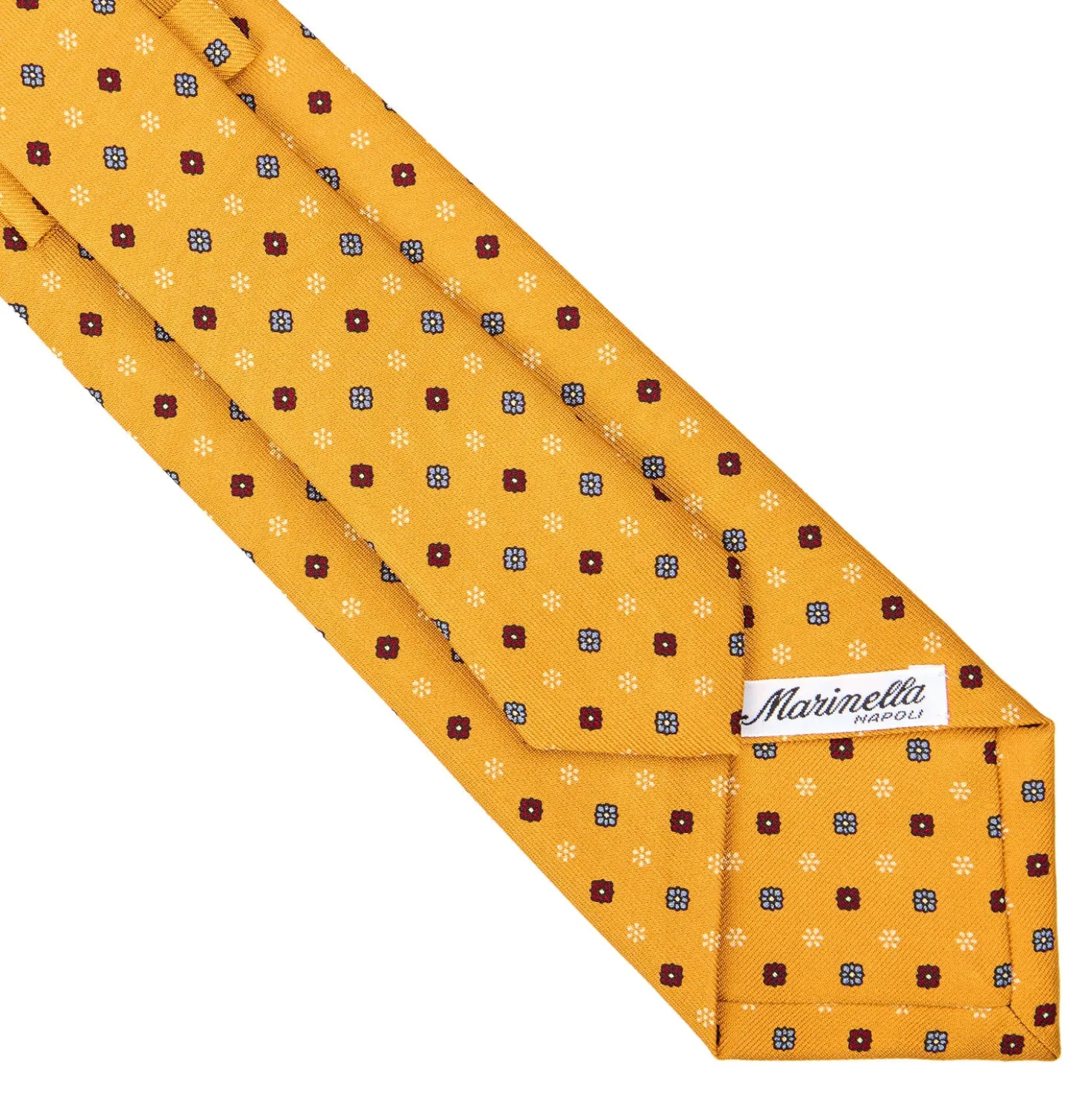 CRAVATTA SARTORIALE CLASSICA IN SETA GIALLA Microfantasia fiore