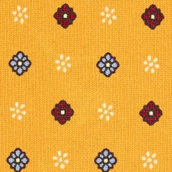 CRAVATTA SARTORIALE CLASSICA IN SETA GIALLA Microfantasia fiore