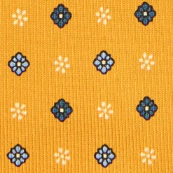 CRAVATTA SARTORIALE CLASSICA IN SETA GIALLA Microfantasia fiore