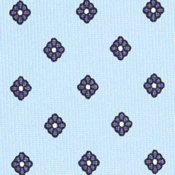 CRAVATTA SARTORIALE CLASSICA IN SETA AZZURRA Microfantasia fiore