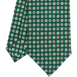CRAVATTA SARTORIALE CLASSICA IN SETA VERDE SCURO Microfantasia fiore