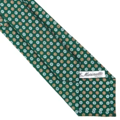 CRAVATTA SARTORIALE CLASSICA IN SETA VERDE SCURO Microfantasia fiore
