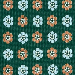 CRAVATTA SARTORIALE CLASSICA IN SETA VERDE SCURO Microfantasia fiore