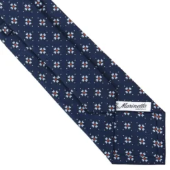 CRAVATTA SARTORIALE CLASSICA IN SETA BLU SCURO Microfantasia fiore