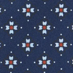 CRAVATTA SARTORIALE CLASSICA IN SETA BLU SCURO Microfantasia fiore