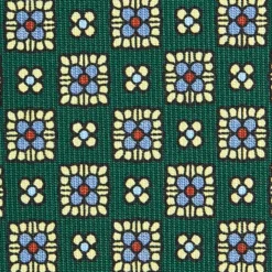 CRAVATTA SARTORIALE CLASSICA IN SETA VERDE SCURO Microfantasia fiore