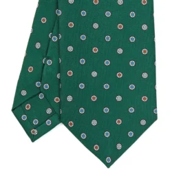 CRAVATTA SARTORIALE CLASSICA IN SETA VERDE SCURO Microfantasia fiore