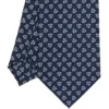 CRAVATTA SARTORIALE CLASSICA IN SETA BLU SCURO Microfantasia fiore