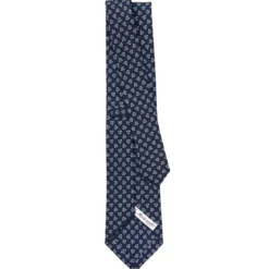 CRAVATTA SARTORIALE CLASSICA IN SETA BLU SCURO Microfantasia fiore