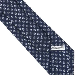 CRAVATTA SARTORIALE CLASSICA IN SETA BLU SCURO Microfantasia fiore
