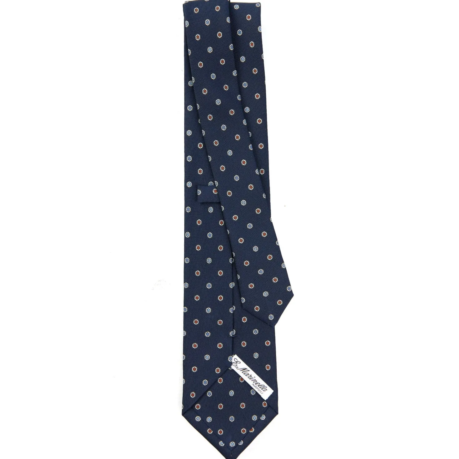 CRAVATTA SARTORIALE CLASSICA IN SETA BLU SCURO Microfantasia fiore