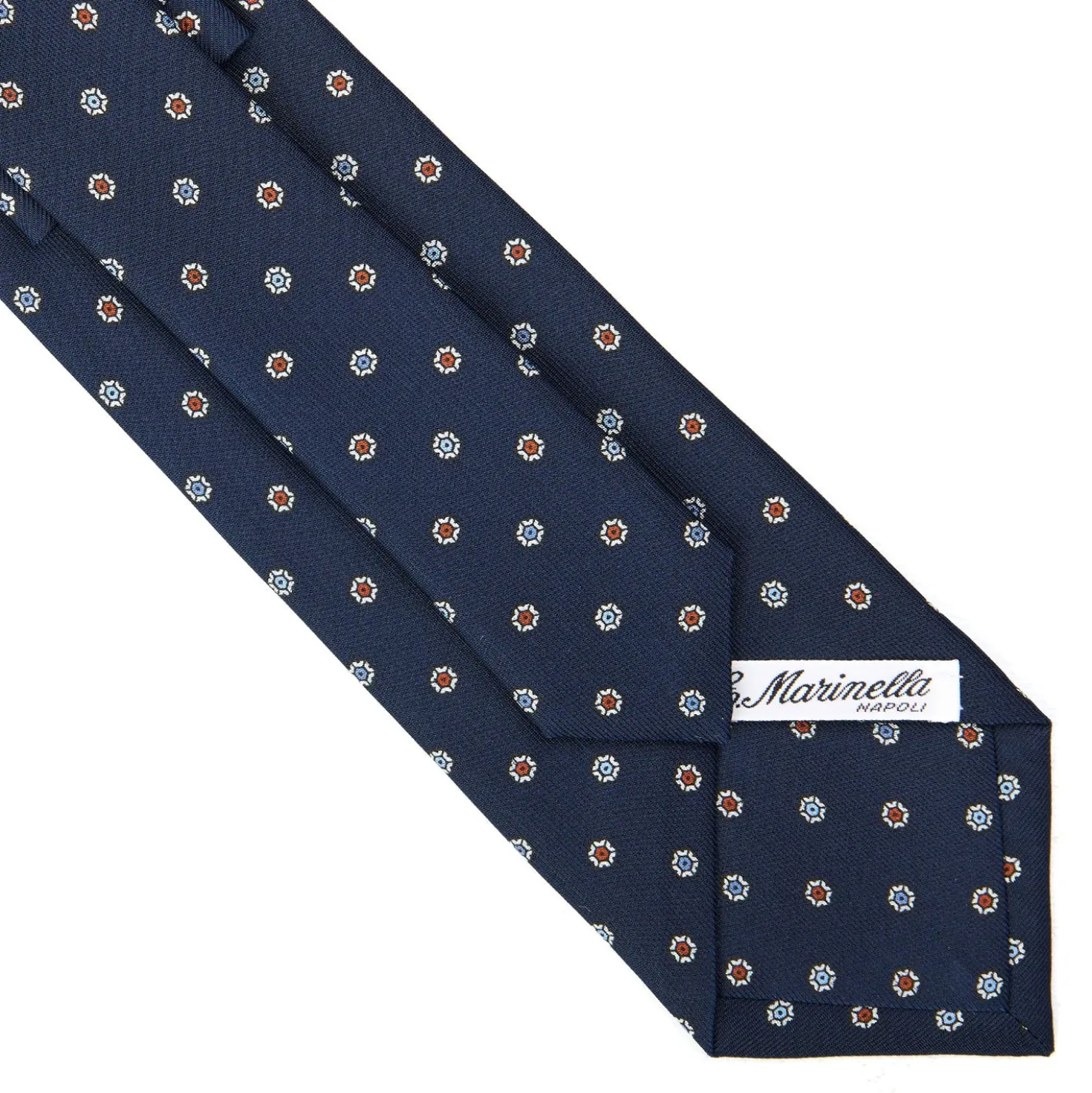 CRAVATTA SARTORIALE CLASSICA IN SETA BLU SCURO Microfantasia fiore