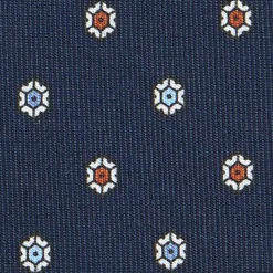 CRAVATTA SARTORIALE CLASSICA IN SETA BLU SCURO Microfantasia fiore
