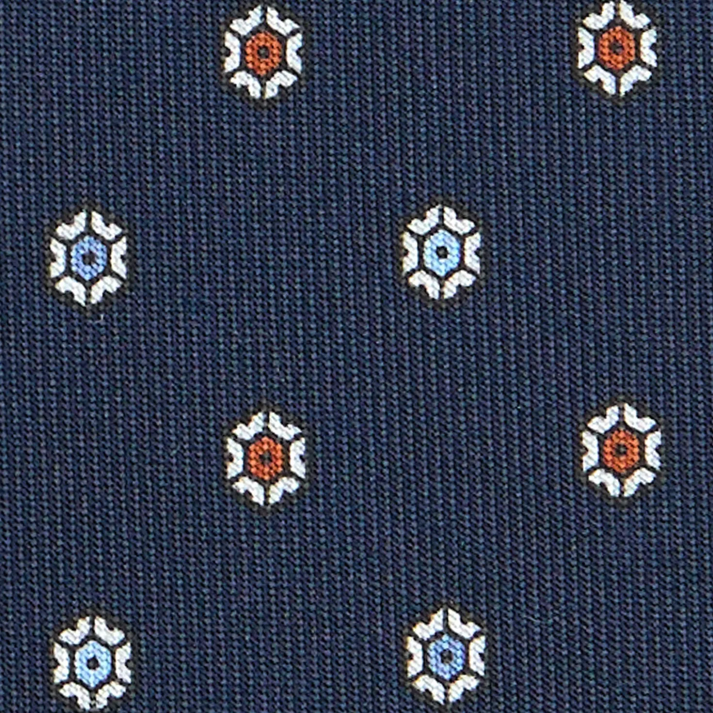 CRAVATTA SARTORIALE CLASSICA IN SETA BLU SCURO Microfantasia fiore