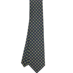 CRAVATTA SARTORIALE CLASSICA IN SETA BLU SCURO Microfantasia fiore