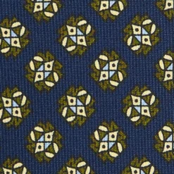 CRAVATTA SARTORIALE CLASSICA IN SETA BLU SCURO Microfantasia fiore