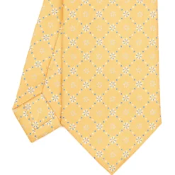 CRAVATTA SARTORIALE CLASSICA IN SETA GIALLA Microfantasia fiore