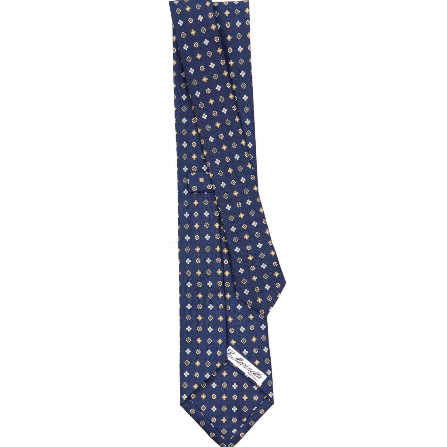 CRAVATTA SARTORIALE CLASSICA IN SETA BLU SCURO Microfantasia fiore