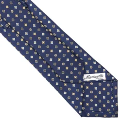CRAVATTA SARTORIALE CLASSICA IN SETA BLU SCURO Microfantasia fiore