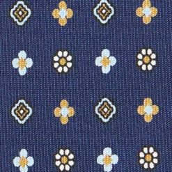 CRAVATTA SARTORIALE CLASSICA IN SETA BLU SCURO Microfantasia fiore