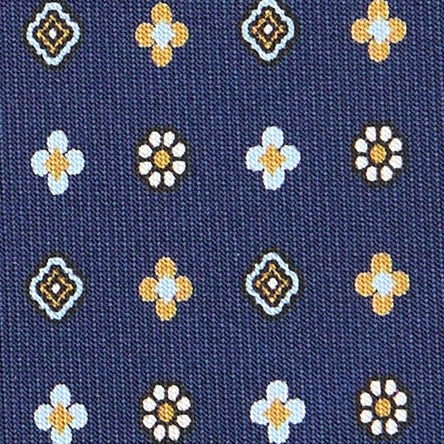 CRAVATTA SARTORIALE CLASSICA IN SETA BLU SCURO Microfantasia fiore