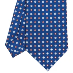 CRAVATTA SARTORIALE CLASSICA IN SETA BLU Microfantasia fiore