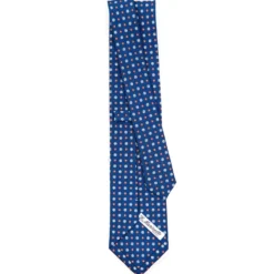 CRAVATTA SARTORIALE CLASSICA IN SETA BLU Microfantasia fiore