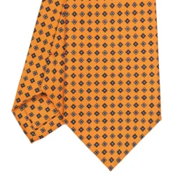 CRAVATTA SARTORIALE CLASSICA IN SETA ARANCIONE Microfantasia fiore