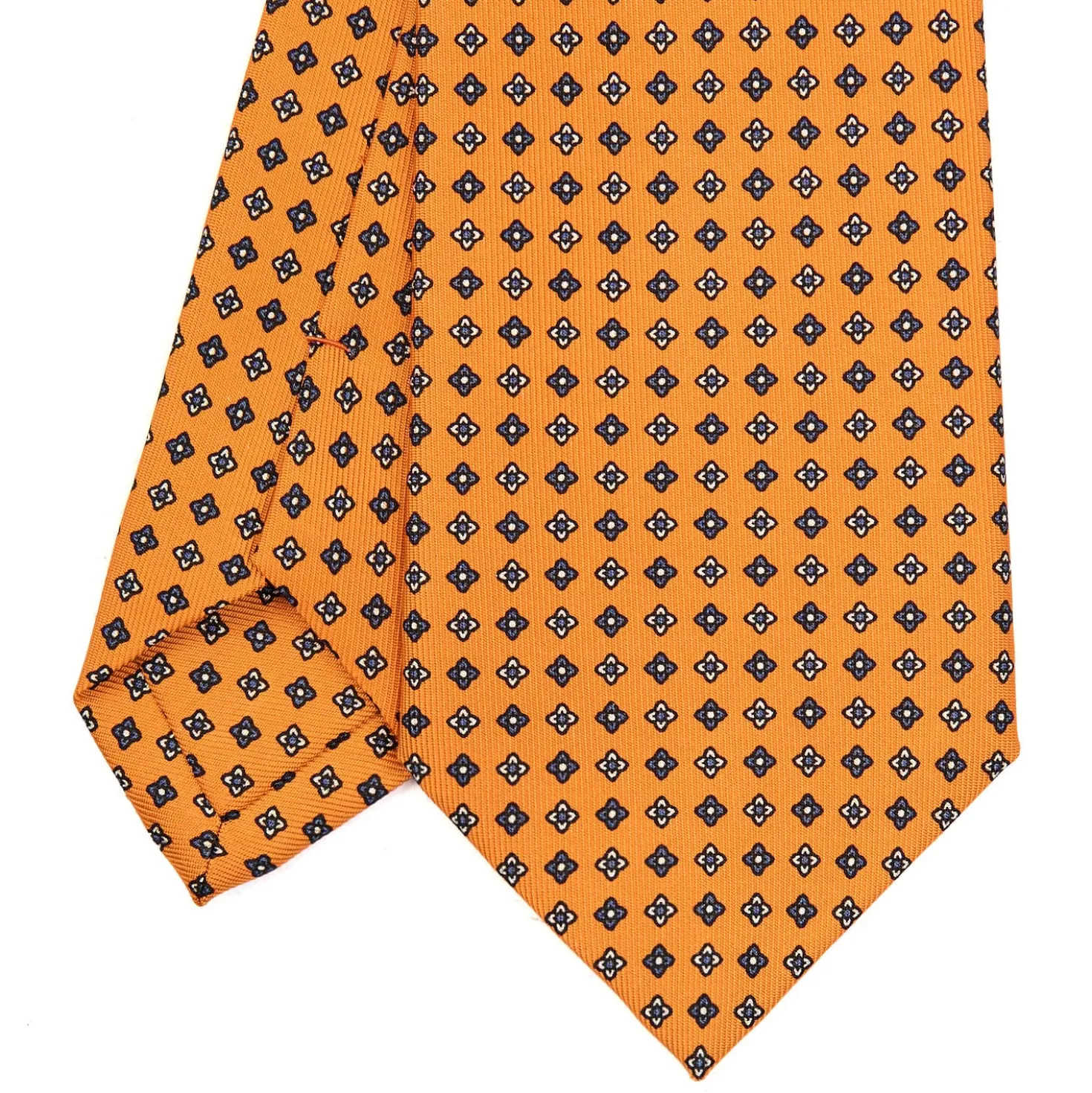CRAVATTA SARTORIALE CLASSICA IN SETA ARANCIONE Microfantasia fiore