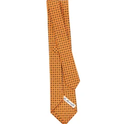 CRAVATTA SARTORIALE CLASSICA IN SETA ARANCIONE Microfantasia fiore