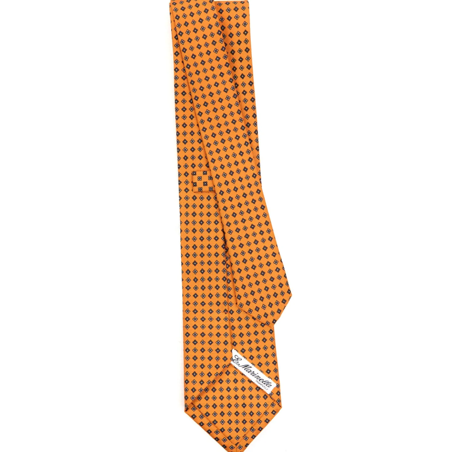 CRAVATTA SARTORIALE CLASSICA IN SETA ARANCIONE Microfantasia fiore