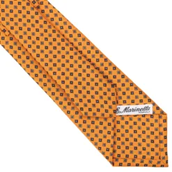 CRAVATTA SARTORIALE CLASSICA IN SETA ARANCIONE Microfantasia fiore