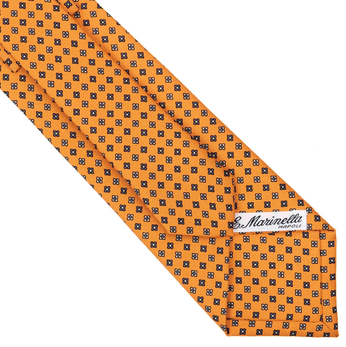 CRAVATTA SARTORIALE CLASSICA IN SETA ARANCIONE Microfantasia fiore