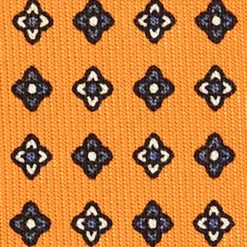 CRAVATTA SARTORIALE CLASSICA IN SETA ARANCIONE Microfantasia fiore