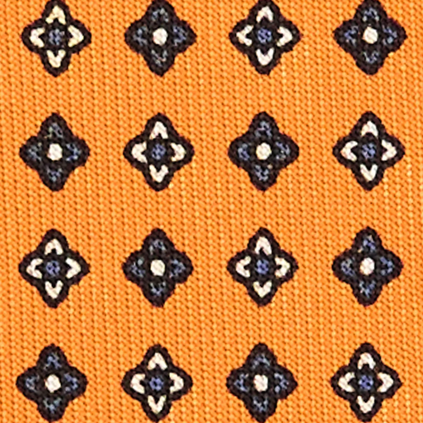 CRAVATTA SARTORIALE CLASSICA IN SETA ARANCIONE Microfantasia fiore