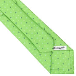 CRAVATTA SARTORIALE CLASSICA IN SETA VERDE CHIARO Microfantasia fiore