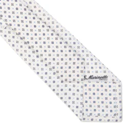 CRAVATTA SARTORIALE CLASSICA IN SETA BIANCA Microfantasia fiore