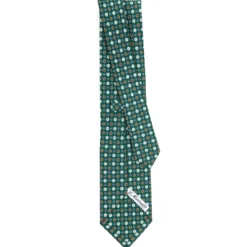 CRAVATTA SARTORIALE CLASSICA IN SETA VERDE SCURO Microfantasia fiore