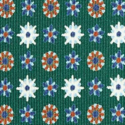 CRAVATTA SARTORIALE CLASSICA IN SETA VERDE SCURO Microfantasia fiore
