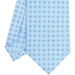 CRAVATTA SARTORIALE CLASSICA IN SETA AZZURRA Microfantasia fiore