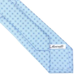 CRAVATTA SARTORIALE CLASSICA IN SETA AZZURRA Microfantasia fiore