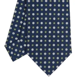 CRAVATTA SARTORIALE CLASSICA IN SETA BLU SCURO Microfantasia fiore