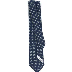 CRAVATTA SARTORIALE CLASSICA IN SETA BLU SCURO Microfantasia fiore